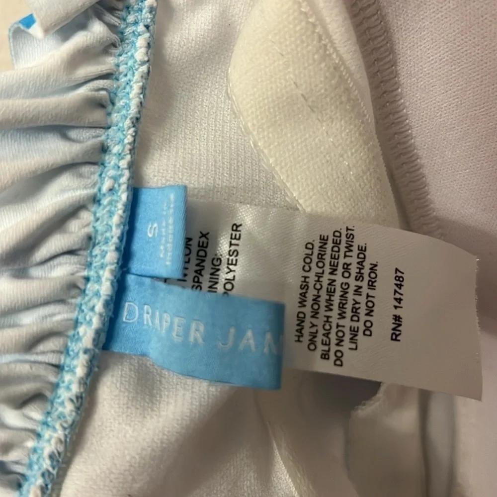 Draper James Ruffled One Piece Swimsuit in Awning Stripe missing straps